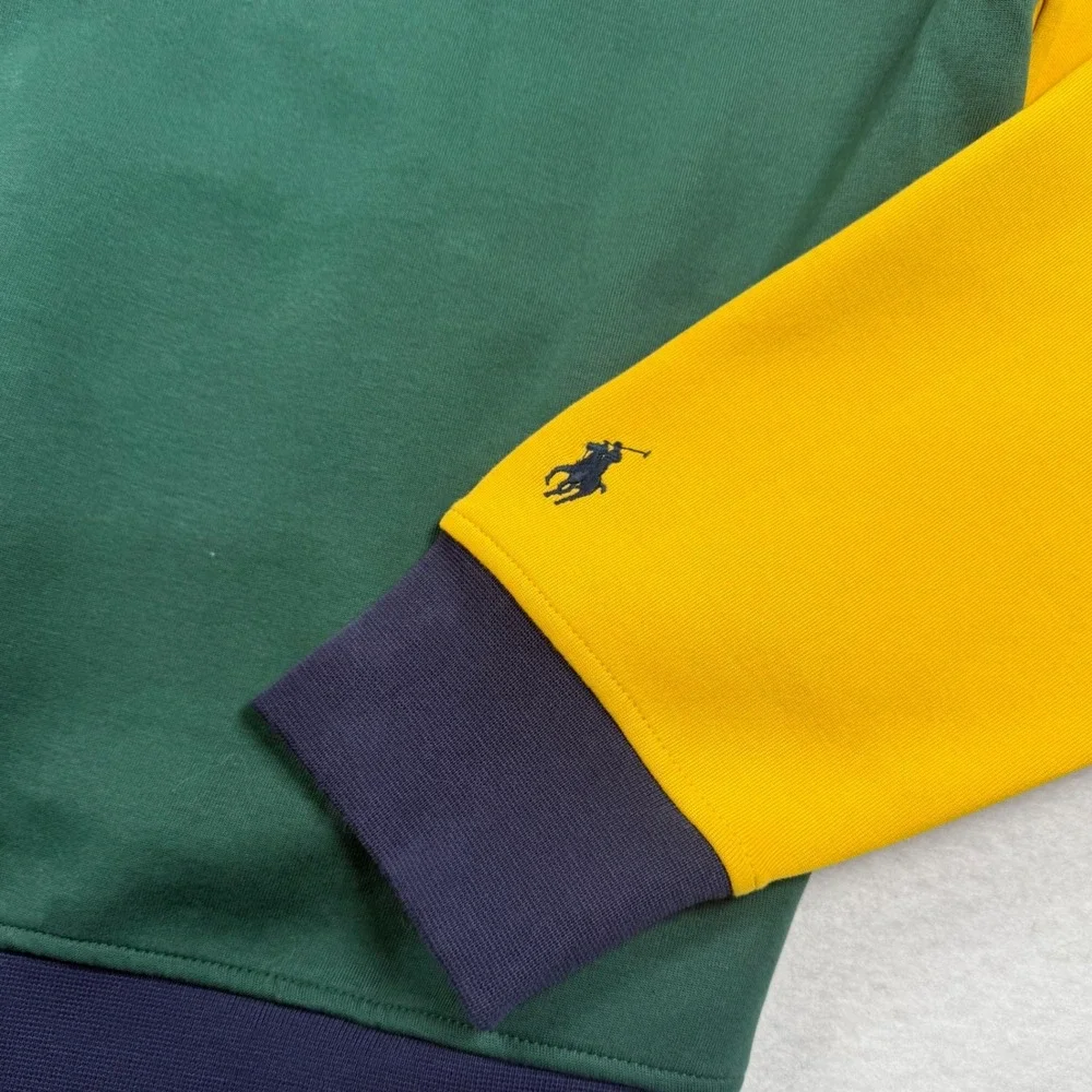 Polo Ralph Lauren Logo Color Blocked Double Knit Hoodie Men Large Multicolor New